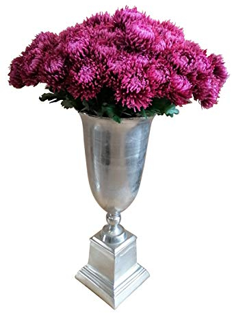 MichaelNoll Vase Blumenvase Gefäß Pokalvase Dekovase Aluminium Silber - Bodenvase Groß Modern aus Metall - XXL 97 cm