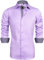 J.VER Herren Hemd Regular Fit Langarm Herrenhemden Freizeithemd Regular Businesshemd Elastiscer Musterhemd,Rosa Lila,L