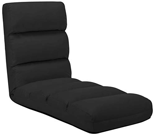 Tidyard Bodenstuhl Relaxliege Sessel, Faltmatratze, Sessel klappbar mit Schlaffunktion für Drinnen, Bodensitzkissen, Schaumstoff Schwarz 175 x 56 x 20 cm