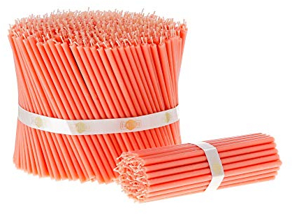 Danilovo Reine Bienenwachskerzen - Kegelkerzen Tropffrei, Rauchfrei, Lang, Dünn - Dekorative Kerzen für Kirchengebet, Dekoration oder Geburtstag - Honig-Duftkerzen 15x0,5 cm (Rosa, 200 Stk.)