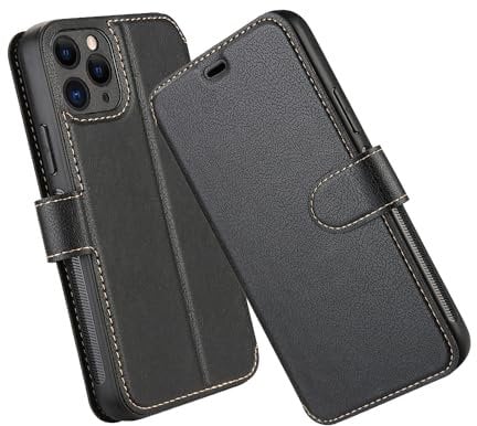 ELESNOW for iPhone 11 Pro Case, Flip Wallet PU Leather iPhone 11 Pro Phone Case Card Holder Magnetic Closure Stand Cover for Apple iPhone 11 Pro (Black)