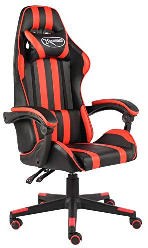 Tidyard Sedia da Gaming Nero e Rosso in Similpelle,Sedia da Gaming Ufficio,Sedia da Gaming Akracing,Utilizzato in Camera da Letto, Soggiorno,Ufficio