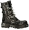 Stivali a Metà Polpaccio New Rock 727-S1 in Pelle Nera Metallizzata con Spilli Stivali Punk Rock Gotici 5