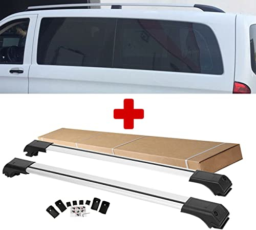 BREMER SITZBEZÜGE Dachträger Dachgepäckträger Querträger im Set kompatibel mit Mercedes Vito/Viano W639 W447 Mittel ab 2004 in Silber