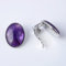 Frauen Natürliche Edelstein Perlen Ovale Form Ohrclips Ohne Piercing Rosa Lila Kristall Schwarzer Onyx Ohrschmuck, Amethyste