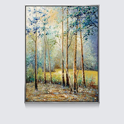 LCDIUDIU Acrylbilder, Grüne Textur Waldpflanze Naturlandschaft Abstrakt Modern Original Handgemalte Ölgemälde Auf Leinwand Für Familienwand Wohnzimmer Esszimmer Home Art Decor, 50X70Cm(20X28Inch)