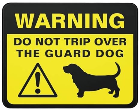 QKIODS Aluminum Metal Warning Sign Basset Hound Silhouette Funny Guard Dog Indoor & Outdoor Signs for Home, Office