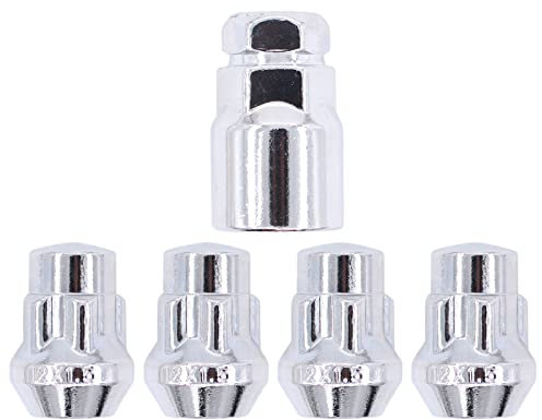 HouYeen Set di 5 dadi di bloccaggio M12 x 1,5 con sede conica a 60 gradi con kit chiave per F-ord Focus Fiesta