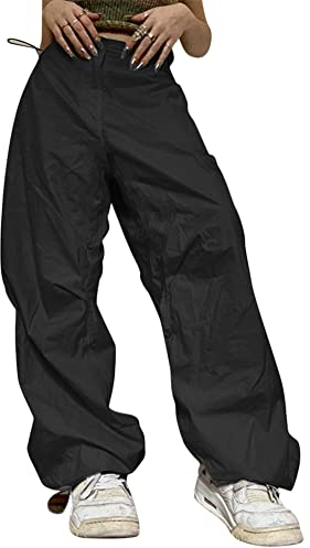 ORANDESIGNE Pantalon Cargo Femme Baggy Multi Poche Coupe Droite Casual Taille Haute de Loisirs Y2k Aesthetic Vintage en Jean