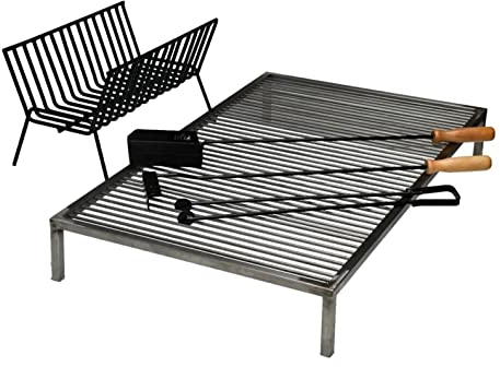 Juego de parrilla de hierro argentino premium asado parrilla argentina + Brasero, cocina al aire libre, cocina al aire libre, cocina abierta