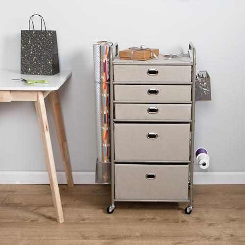 Honey-Can-Do Geschenkpapier-Aufbewahrungswagen mit Rollen, Grau CRT-09403 Taupe