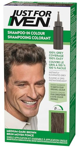 Just For Men Gel Colorante, Tintura Capelli Marrone Medio Scuro, Colorazione Capelli Uomo, Copre I Capelli Bianchi E Ripristina Il Colore Originale Per Un Risultato Naturale, Veloce E Facile, H40