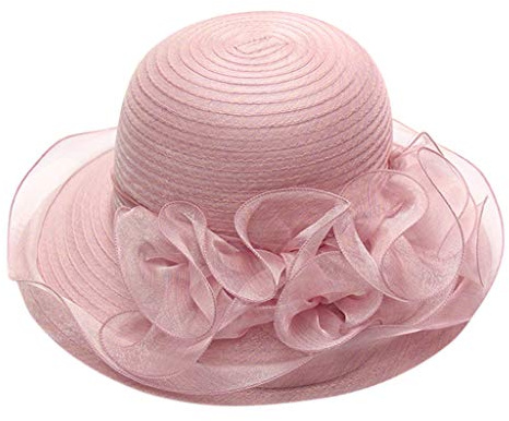 TIMIYUYU Damen Organzahut Sommer Hut Elegante Kirche Fascinator Braut Party Hochzeit Hut Klassischer Sonnenhut Mesh Bowknot Hut Vintage Urlaub Outdoor Strandhut Strohhut Outdoor Beach Mütze