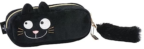 moses. Ed, The Cat Mäppchen, Federmäppchen im Katzendesign, Stifte Mappe in schwarz aus Polyester, Kleines Täschchen zur Aufbewahrung mit Reißverschluss und Karabiner am abnehmbaren Schlüsselanhänger