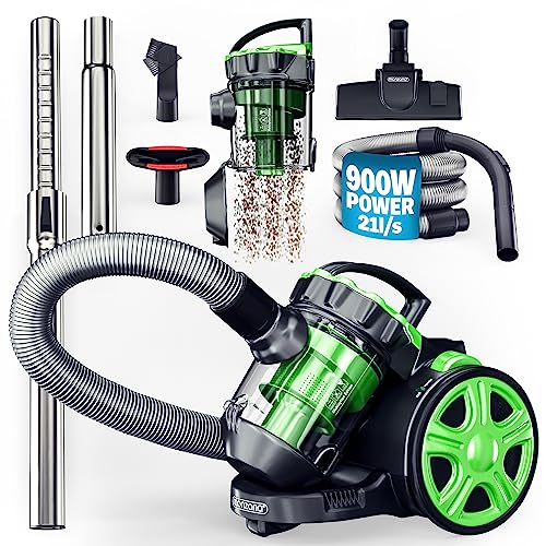 Monzana® Aspirateur sans Sac Vert 900 Watts Technologie Multi-cyclonique Aspirateur traîneau avec Filtre HEPA