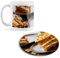 1 White Ceramic Mug Cup (11oz / 284ml) with 1 Round Wooden Cork Coaster Carrot Cake Baking Food Dessert Matching Set for Coffee Tea Drinks Kitchen #50465