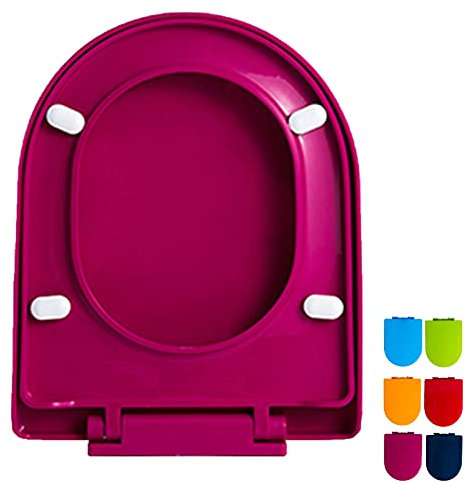 Toilettendeckel, Toilettendeckel mit Absenkautomatik,Badezimmer Heavy Duty Quick Release Klobrille mit Verstellbarer Vorrichtung,Ideal Oval Standard WC-Sitz Rose Red