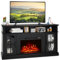 COSTWAY Electric Fireplace Insert TV Stand, Entertainment Center Console Table with 3-level Flame Overheat Protection Fireplace Heater & Remote Control (Black, 23” Fireplace,148x40x82cm for 65” TV)