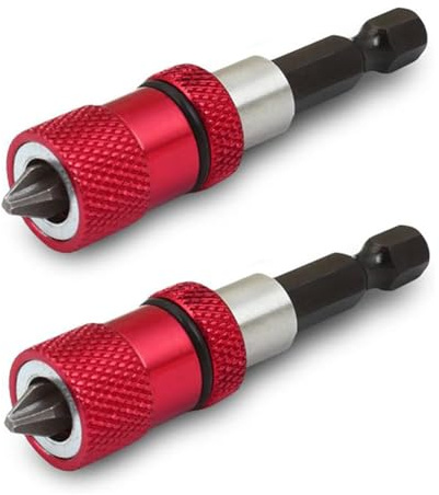 Teocpai Magnetischer Bithalter Schraubenhalter 60 mm, magnetisch, mit 2 Bits PH2 Bits für Trockenbauschrauben, Sechskant 1/4 Zoll, für Bohrschrauber, Tiefe verstellbar
