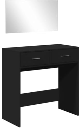 vidaXL Schminktisch mit Spiegel Schwarz 80x39x80 cm