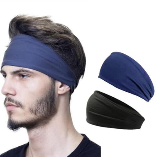 Visxcnu 2 PCS Sports Damen Stirnband, Baumwollstretch Schweißband Mischfarben, Wicking Stretchy Stirnband für Frauen Sport/Yoga/Laufen/Fitness für Kopfband, Headband
