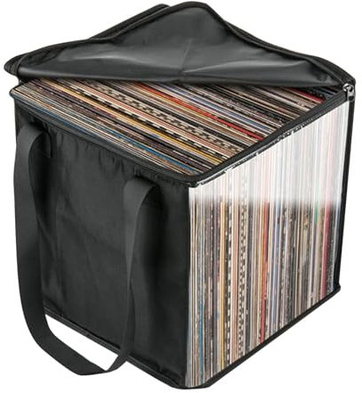 Almacenamiento de discos de vinilo | Caja de almacenamiento de discos con tapas y asas | Bolsa de almacenamiento de discos de vinilo LP a prueba de polvo | Almacenamiento de discos de vinilo para