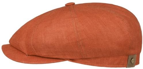 Stetson Hatteras Flatcap Leinen Damen/Herren - Mütze mit Baumwollfutter - Flat Cap mit Sonnenschutz UV 40+ - Schirmmütze Frühjahr/Sommer - Ballonmütze orange-rot 62 cm