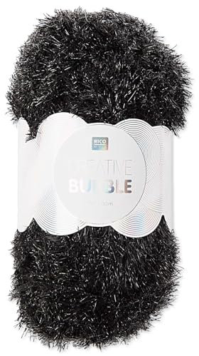 Frida's Wollhaus Rico Design 50 g Creative Bubble Schwammgarn Wolle Stricken Häkeln 57 Farben (012 | Schwarz)
