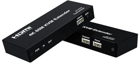 KVM Extender HDMI 4K 30Hz auf RJ45 Cat5e/6 Kabel bis zu 60M/120M Extender HDMI USB mit Loop-out für PC NVR Maus Tastatur (60 m KVM)
