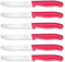 targzier Tomato Knife,Set of 6,Serrated Kitchen Knives,Sharp Blade Classic Utility Knife,Stainless Steel Wavy Edge Tomato Knives&Table Knives,Pink Plastic Handle Dinner Knifes,Dishwasher Safe