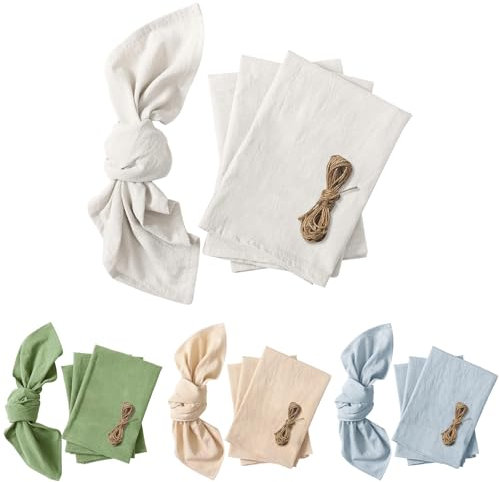 6 Stück Stoffservietten Waschbare Tischservietten Servietten Stoff 45x45 cm Weich Hochwertige Wiederverwendbare Leinen Servietten für Partys Weihnachten Thanksgiving Hochzeite Restaurant (Weiß)