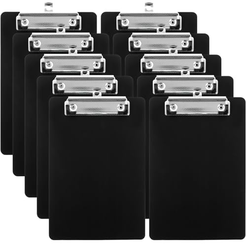 LDHHYH 10 Piezas Portapapeles con Pinza A4 Negro, Carpeta con Pinza y Portapapeles A4 Plastico 1.5 mm, Tablero de Escritura para Escuela Oficina Hogar