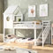 RWUDV Kinderbett Etagenbett 90 x 200cm für 2 Kinder, Hochbett für 2 Kinder, Kinderbett Baumhaus mit Leiter, Massivholz Stockbett, Doppelstockbett Hochbett mit Lattenrost, Weiß