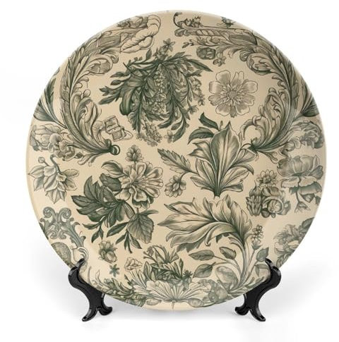 Piatti decorativi in porcellana Bone China, verde chiaro e beige, in ceramica, decorazione da parete con supporto espositivo, ornamenti in ceramica per decorazioni da appendere alla parete, 6 pollici
