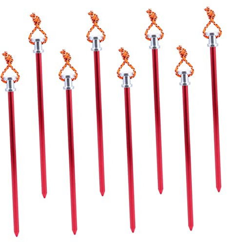 KOMBIUDA 8 Stück Aluminiumlegierung Bodennägel Tragbare Camping Zeltnägel Zeltheringe Mit Seil Für Outdoor Zeltbefestigung