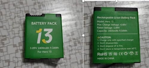 CITYORK Batteria di ricambio da 2400 mAh per batteria Gopro 13 Hero Black Enduro, ricaricabile a batteria durevole, accessori per fotocamera sportiva, alta capacità, lunga durata, facile sostituzione