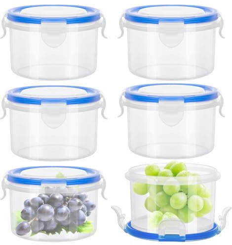 6Pc Small Food Containers with Lids, 300ML Plastic Snack Pots, Plastic Airtight Kitchen Food Container Set, Reusable Small Pots with Lids for Lunch, Yoghurt, Freezer Safe