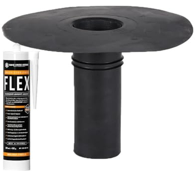 HSS EPDM Flachdachablauf - Gulli für Dachentwässerung DN100 inkl. Anschlusskleber Flex - Geeignet für Carports, Garagen, Gartenhäuser & Fast alle Untergründe