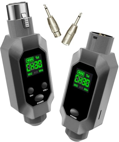 BEIGRAD Wireless XLR Transmitter & Receiver: UHF Wireless Microphone System for 8-Hours Battery, 164ft Range, Wireless Mic Adapter for Condenser/Dynamic Mics, Mixers