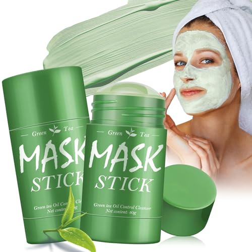 2 Stück Green Mask Stick, Green Tea Deep Cleanse Mask, Grütee Smearing Maske Stick, Fü Tiefenreinigung, Für Die Mehrheit Hauttypen Von Mänern Und Frauen