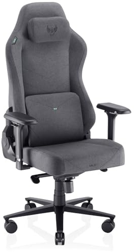 VALK Freya Elite - Silla Gaming Ergonómica de Tela Transpirable, Cojines Viscolátex de Nueva Generación, Reclinable 160º, Reposabrazos 4D, Diseñada en España, Silla Gamer y Oficina (Gris Antracita)