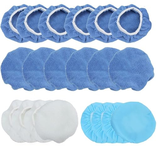 Sertay 12 Stück Auto Polierhaube Set, Baumwoll Autopolieren, Weiche Mikrofaser Polierhaube, Verwendet in Allen Arten von Möbeln, Glas, Automobilbau, Metall, Holz (12)