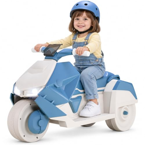 MAMIZO Elektro Kindermotorrad 92x42x56 cm, Kinderfahrzeug für 3-6 Jahren | Dreirad Elektromotorrad mit 2 Motoren, Elektromotorrad Kinder mit Musik, Pedal, LED-Scheinwerfer, 3km/h, 30kg, 3 Räder, Blau
