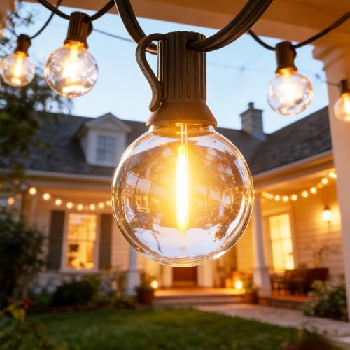 Dotrvmp Outdoor-Lights-String-Festoon-Light LED G40 50M Garden Lights | Waterproof with Timer&Dimmer Connectable String-Lights for Outside Patio Gazebo Party Pergola Wedding Backyard