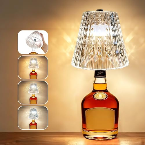 Flaschenlampe Aufsatz LED Aufladbar, Flaschenlicht, Tischlampe Kabello Akku | mit 3 Farbtemperaturen & Dimmbare, Touch Flaschen-Lampe, USB-C Aufladbar, für Restaurant Schlafzimmer Garten Bar Wohnzimmer