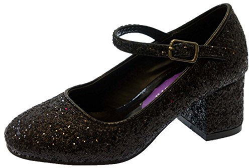 Lora Dora Girls Faux Leather Party Shoes Black Glitter UK 1
