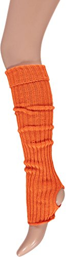 krautwear® Damen Mädchen Ballettstulpen mit Fersenloch Beinwärmer Ballett Stulpen Legwarmer Armstulpen ca. 55 cm 80er Jahre 1980er Jahre schwarz weiss Neon Pink Grün Gelb Orange (Orange)