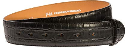 FREDERIC HERMANO Gürtel Leder 40mm Schwarz - Prägung, Kroko/Krokonarbung - Gürtelriemen Aus Rindsleder Mit Naht In 4 cm Breite - Ledergürtel Aus Echt Leder Ohne Schnalle - Gürtellänge 110cm