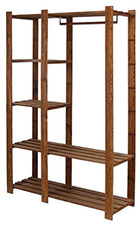 MODO24 Kleiderschrank Garderobe B-25 Regal Holzregal 2 Farben (Braun)