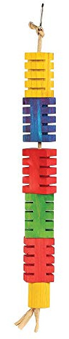 The Bird House Groovy Colour Blocks Bird Toy, Small | Wooden parrot swing & perch toy – stimulates senses, prevents feather plucking, keeps beak in good condition